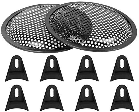 X AUTOHAUX Cubierta Protectora Rejilla Gofre Negra Metal Subwoofer Altavoz Coche 6 Pulgadas 2Pcs
