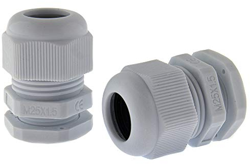 SeKi 10 x Kabelverschraubung M25 9-17mm, wasserdichte IP67 metrische Kabelverschraubung, grau (RAL7035), passend für PG16
