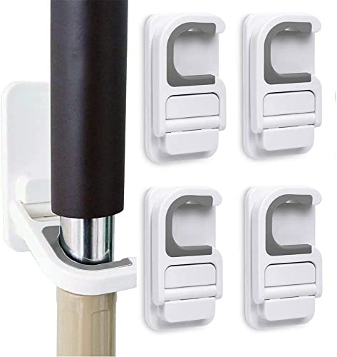 Tinkeep Broom Holder Mop Holder Broom & Mop Grippers Self Adhesive No Drilling Super Anti-Slip Broom and Dustpan Hanger Wall Mount Mops Rakes Holder 4 pcs