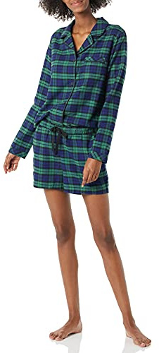 Amazon Essentials Damen Leichter Schlafanzug aus Flanell-Gewebe mit Shorts