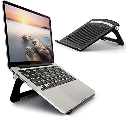 Breeze Letter Laptop Stand for Desk Stable Foldable Adjustable Multi-Angle Computer Desktop Holder Ventilated Lapdesks Riser for Mackbook, Lenovo, Dell, iPad, HP - Within 17' Black