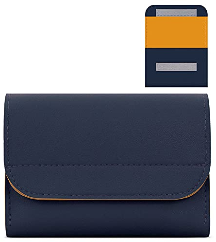 Leather Cable Organiser Portable Travel Gadget Bag,Storage Tidy Pouch for Electronics Accessories,Hard Drive,PowerBank,Charger,Mouse,Cosmetics-Navy