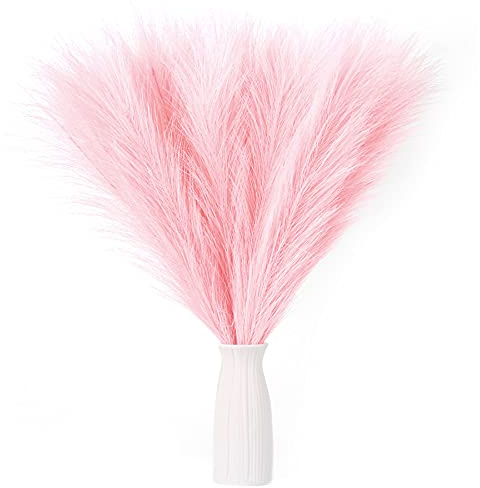 EVODIS Kunstpampasgras, 45 cm, künstliches Pampasgras, flauschig, 6 Stiele, pompöses Gras, Blumenarrangement für Boho, Zuhause, Hochzeitsdekoration (Rosa)