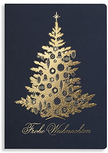 Art Nuvo – EXKLUSIVE WEIHNACHTSKARTEN – SATZ VON 10 GLEICHE KARTEN, 120x170mm, VERGOLDETE UND GEPRÄGTE WEIHNACHTSMOTIVE – HERGESTELLT AUS SCHMUCKPAPIER MIT EINLAGEN UND UMSCHLÄGEN, ACH042A, Mittel