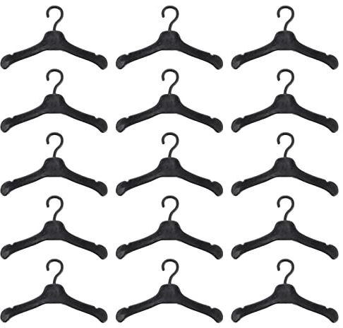 Tomaibaby 50Pcs Miniature Doll Clothes Hangers Portable Plastic Doll Outfit Racks for Organizing Wardrobe Accessories in Black