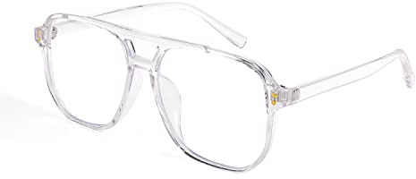 FEISEDY Retro 70er 80er Blaulichtfilter Brille Damen Ohne Stärke Herren Computerbrille mit Blue Light Blocking Glasses PC Gaming Brillen B2866