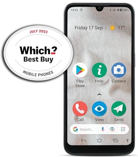 Doro Smartphone 8100 4G sbloccato per anziani, con tripla fotocamera da 13 MP, impermeabile, display HD da 6,1, pulsante di assistenza con GPS, versione UK e irlandese, colore: nero