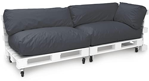 Spatium Jumbo XXL Palettenkissen Set abnehmbar Bezug wasserdicht gesteppt Palettenpolster Palettenauflage Palettensofa (Anthrazit, 5er Set)