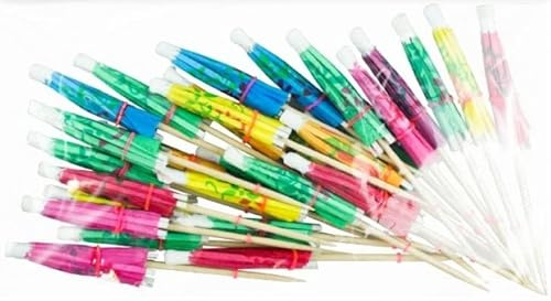 GEM Imports PAR4672 Cocktail Umbrellas | Multicolor | Pack of 25 | 17x12x3cm