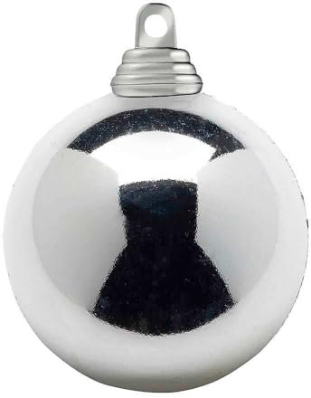 Deco Woerner Silberne, glänzende Weihnachtskugeln aus schwer entflammbarem Kunststoff, 8 cm Ø - 12 Stück