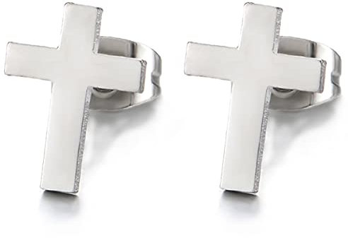 4MM Unisex Kreuz Ohrstecker für Herren Damen. Edelstahl Ohrringe. Kreuz Ohrschmuck. 2 Stück