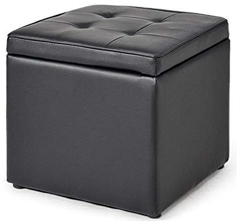 FLBT Ottomane Fußhocker Moderne Schlichtheit Multifunktions-Aufbewahrungshocker PU-Leder Polsterdesign Massivholzrahmen Wohnzimmer Sofabank Tragfähigkeit 260 Lbs Ottomans (Schwarz 40 x