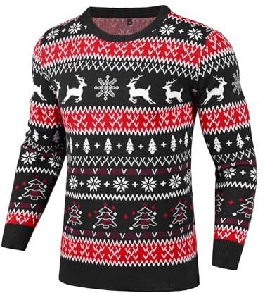Gyabnw Maglione di Natale per Famiglia, Girocollo Maglioni Natalizi Lavorato a Maglia Manica Lunga Donna Uomo Bambini Famiglia Invernale Maglioni Coppie Partner Christmas Sweater