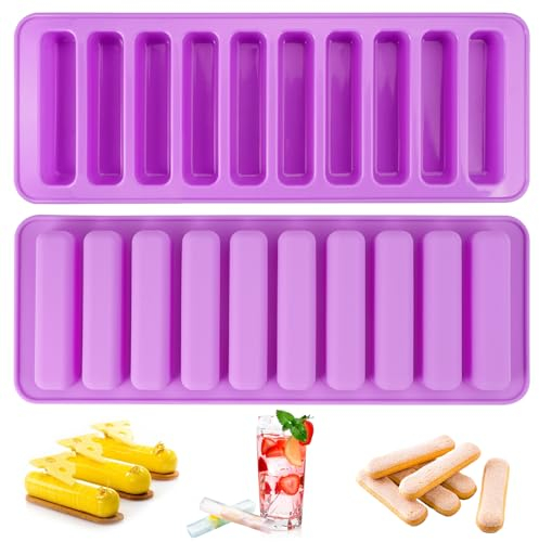 Lot de 2 moules à céréales - Moule à barres de céréales - 20 cavités rectangulaires - En silicone - Pour barres énergétiques - Moule à céréales - Moule en silicone - Moule à barres de chocolat - Pour