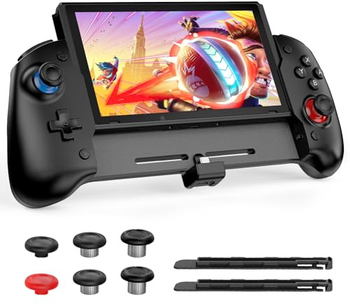 NexiGo Hall Effect Gripcon (sin deriva, sin zona muerta) con joystick de detección Hall para Nintendo Switch/Switch OLED, modo de mano ergonómico, giroscopio de 6 ejes, función de mapeo, color negro