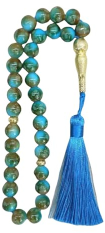 Besot Asbih Islamische Gebetsperlen, Tasbeeh, Sibha, Muslimische Mala, Misbaha, Tesbih, Dhikr-Perlen, Zikr-Perlen, Sorgenperlen, Gebetszähler, arabische Quasten-Armband, 33 StückGlas