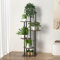 Infant Shining 6-Tier Plant Stand Indoor Tall Metal Corner Shelf for Multiple Plants, Plant Shelf Suitable for Garden, Balcony, Living Room, Bedroom (6 Tier-Walnut&Black)