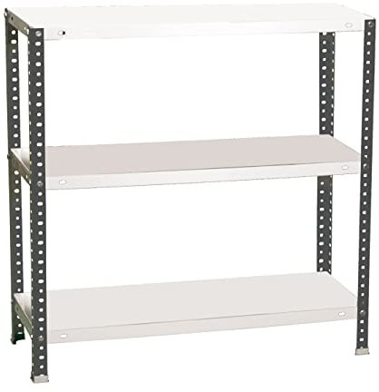 PROREGAL Schraubregal Panda MINI | HxBxT 90x110x30cm | Fachlast 90kg | Anthrazit-Weiß | Regal Standregal Werkstattregal Lagerregal Kellerregal