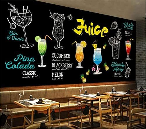 XLMING Chalkboard Stil Frisch Gepressten Saft Milch Tee Shop Hamburger Shop Industriellen Hintergrund Wand 3D Hintergrundbilder-400cm×280cm