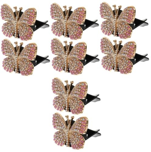 ULTECHNOVO 8 Stk Auto-parfüm-clip Butterfly-entlüftungsclips Clips Für Auto-klimaanlagen Automatische Entlüftungsclips Lüftungsclips Für Autoklimaanlagen Auto Lüftungsclip Rosa Strass Steine