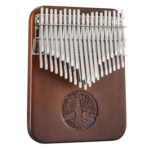 Kalimba-Daumenklavier mit 38 Tasten – Reliefschnitzerei, hochwertiger Korpus aus schwarzem Walnussholz, doppellagige Mineralmetalltasten, ideal for Anfänger, Kinder und Erwachsene