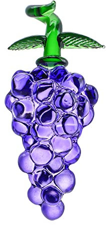 ZEERSHEE Crystal Purple Grape Figurine Handmade Glass Blowing Products Crystal Fruit Ornaments Glass Ornaments Suitable for Home Office Decoration