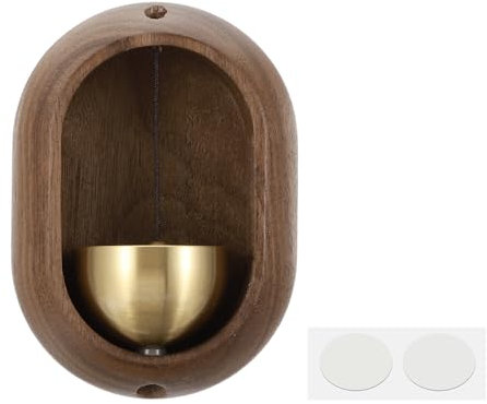 PATIKIL Shopkeepers Bell, Wood Door Chime Hanging Magnetic Door Bell Jingle Bells Animal Metal Doorbell with Self-adhesive for Door Opening Business When Entering Decoration, Brown, Oval