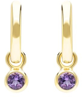 Ivy Gems 9ct Yellow Gold 3mm Amethyst Hoop Earrings