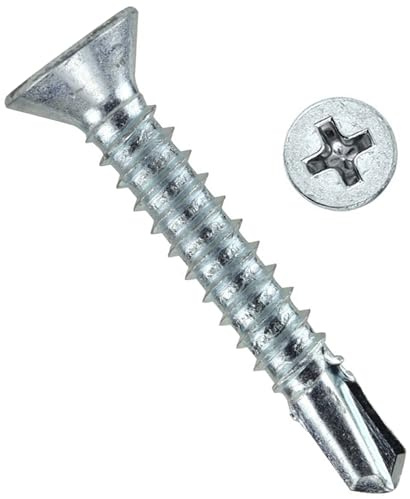 Self Drilling Screws Length: 32mm (Pack of: 10) Countersunk Self Tapping Screws for Metal, Steel, Roofing, Windows