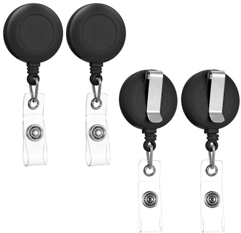 Oruola 4 Stück Heavy Duty Badge Holder,Ausziehbarer Schlüsselanhänger,Transponder Anhänger,Schlüsselbund Ausziehbar,67 cm Schlusselbandkette Ausziehbar für Lehrer,Studenten,Büroangestellte