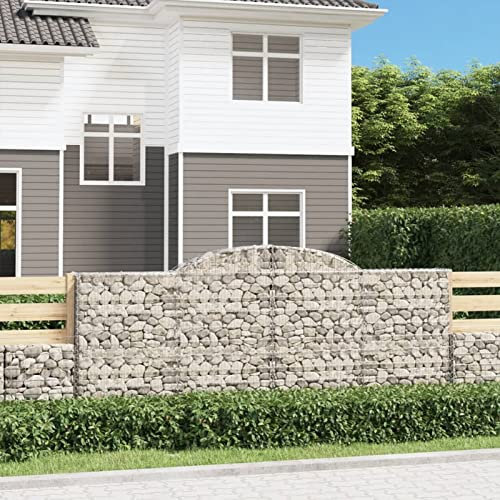 Xichuzi Gabione mit Hochbogen, Gabionenkörbe, Gabionen Hochbeet, Steinkorb, Gabionengitter, Drahtkorb Für Pflanzen, Kräuterspirale Für Garten, 300x30x120/140 cm Verzinktes Eisen