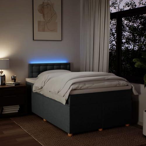 Festnight Boxspringbett 120x200 mit matratze und led Bett 120x200 mit matratze und lattenrost Bett mit Topper &Matratze -Dunkelgrau-120 x 200 cm