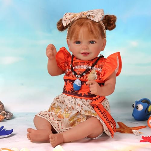 BABESIDE Reborn-Puppe, 20 Zoll Realistische Reborn-Baby Mädchen mit Langem Haar, Weichem Stoffkörper mit Kleidung Zubehör für Kinder ab 3 Jahren
