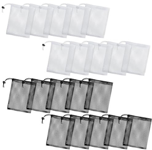 Lot de 20 sacs en maille filet avec cordon de serrage - Mini sac à cordon de serrage en nylon - Sac de rangement en maille filet de sport pour jouets de sport