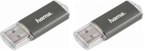 Hama 16GB USB-Stick USB 2.0 Datenstick (10 MB/s Datentransfer, USB-Stick mit Öse zur Befestigung am Schlüsselring, Speicherstick, Memory Stick mit Verschlusskappe, geeignet für Windows/MacBook) grau