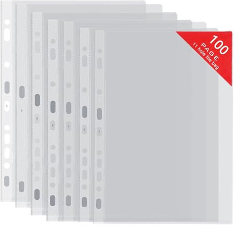 CHSG Klarsichthüllen Aus Kunststoff, 100 Hochwertige A4-Klarsichthüllen, Dicke Starke Folie, Öffnung Oben, Klarsichtfolien, zum Schutz Von Papier & Dokumente, Sichthüllen für A4 Ordner