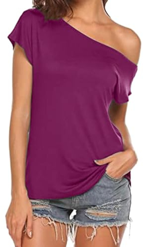 SHOBDW Camisas De Verano con Hombros Descubiertos para Mujer Estilo Casual Sueltas Manga Corta TúNicas Camiseta Interior Body Mujer Camisa Talla 54 Blusa Blanca Algodon Camisola De Leopardo