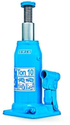 OMCN Cric Idraulico a Bottiglia, 10000 kg di Portata, Altezza di Sollevamento 51,5 cm, Base 14x14 cm, Blu