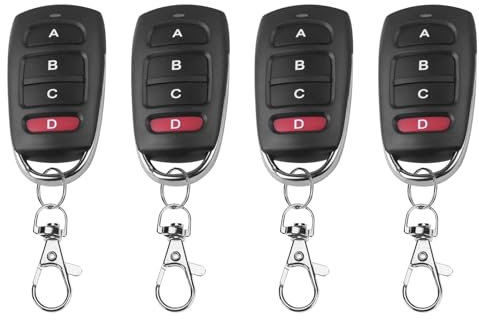 Huybaa Mando Garaje Universal 433Mhz, 4 Piezas Mando Puerta Garaje Universal, Clonador Mando Garaje con 4 Botones, Duplicador Puerta Garaje Codigo Fijo para Puertas de Garaje y Cancelas