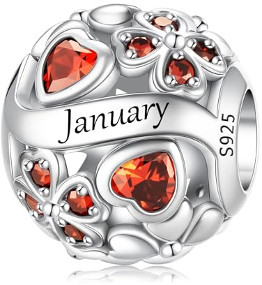 HappyStar Vierblättriges Kleeblatt Anhänger 925 Silber Bead Charms für Damen Glücksbringer Schmuck Geschenk Geburtsstein Charm mit Cubic Zirconia Kompatibilität Pandora Europäische Armband