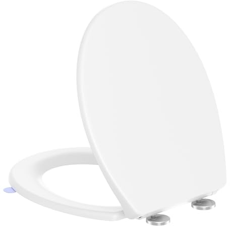 YEAUPE PRO Toilet Seat Soft Close, Oval Duroplast Universal Loo Seats White | Quick Release, Top Fix Adjustable Hinges, Easy Clean, Anti-Scratch,Heavy Duty, Fit for Most UK Round Toilets ,45 x 37 cm