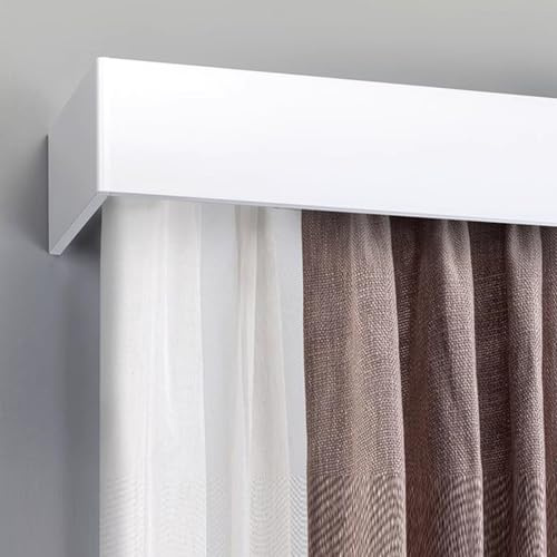 Generico Tenda a Doppio Binario 4 in 1 con mantovana e Cornice Scorrevole, Decorazione da Parete da 2 Metri e Copertura per Binario divisorio per Tende da Camera da Letto e finestre