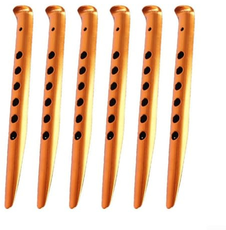 Set of 6 Aluminum Alloy Tent Stakes with U Shape Design for Strong Hold on Snow, Sand, and For Beach Surfaces, Suitable for Camping and Canopy Support (23cm)