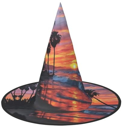 Cxzmnba 2 Stück Palme Sonnenuntergang Party Hut Halloween Hut Festival Essentials Verkleidung & Cosplay Einheitsgröße