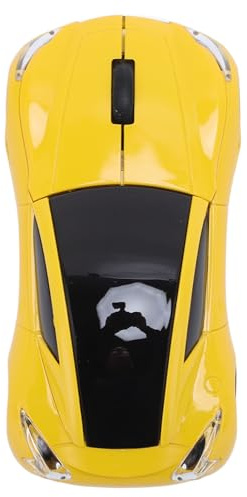 Tosuny 2,4 G Kabellose Maus, Sportwagenform, Ergonomisches Design, 1600 DPI Optisches Tracking mit USB Empfänger, Maus für PC Laptop Gewinnt OS X (Yellow)