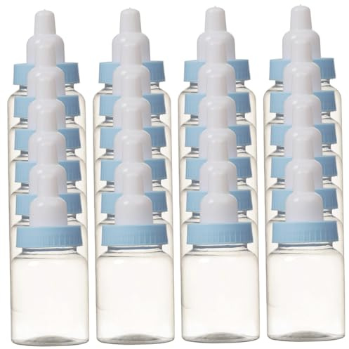 24 Stück Babyparty-Flaschen, 8, 9 x 4, 1 cm, durchsichtig, sicher, befüllbar, Mini-Babyflaschen aus Kunststoff