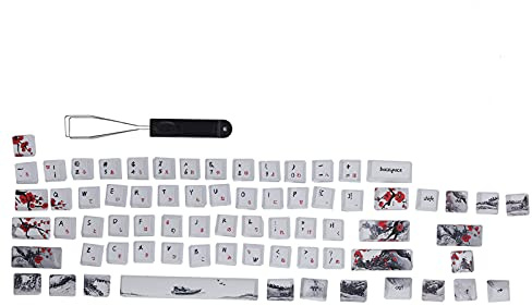 BONKZEBU Tastenkappen PBT 5-seitige Sublimation 71 Tasten Tastaturkappen für Mechanische Optische Tastaturen, Ultradickes Design, für RK61-Serie/Gans Alt61-Serie (Englisch-Japanisch)