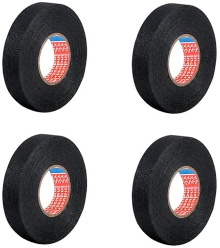 4 Rollen hitzebeständiges Isolierband 19 mm x 15 m ，Polyestergewebe, flammhemmend, wasserfest, korrosions- und verschleißfest, ideal zur Kabelorganisation im Auto, Haushalt & Motorrad (Schwarz)