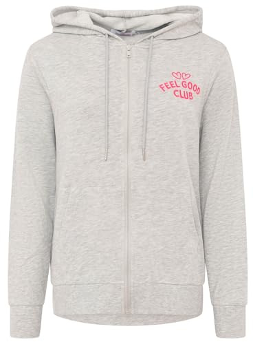Zwillingsherz Feel Good Club Damen Sweatjacke mit Stickerei – Bequeme Baumwolljacke für Frauen – Lässige Zip Jacke für Freizeit Alltag Loungewear – Moderne Damen Sweatjacke Frühling Herbst Winter