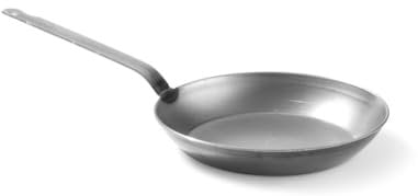 HENDI Sartén de freír tradicional, apta para todas las fuentes de calor, mango soldado, duradera, revestimiento antiadherente natural después de curarse, base: 18cm, ø240x(H) 45mm, acero al carbono